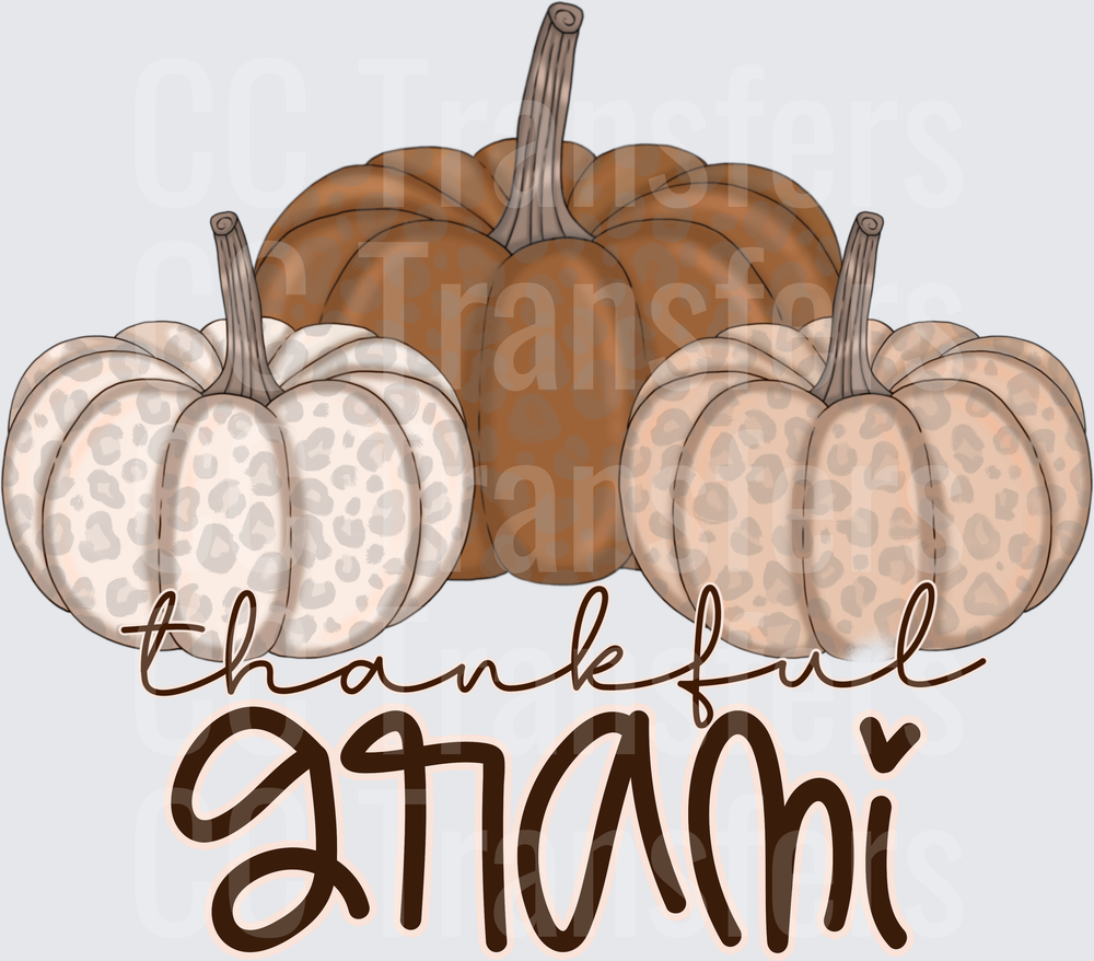 Thankful Gnami Leopard Print Pumpkins Fall (DTF)