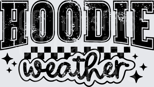 Hoodie Weather Grunge Varsity Checkered Script (DTF)