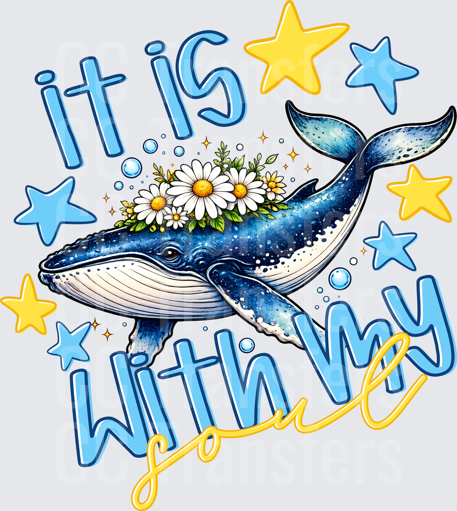 It Is Well With My Soul Floral Whale Stars (DTF)