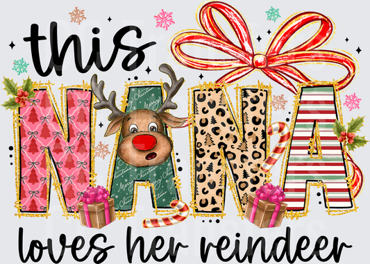 This Nana Loves Her Reindeer Christmas Holiday (DTF)