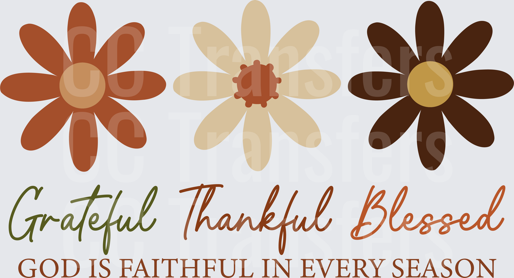 Grateful Thankful Blessed Fall Flowers Faith Quote (DTF)