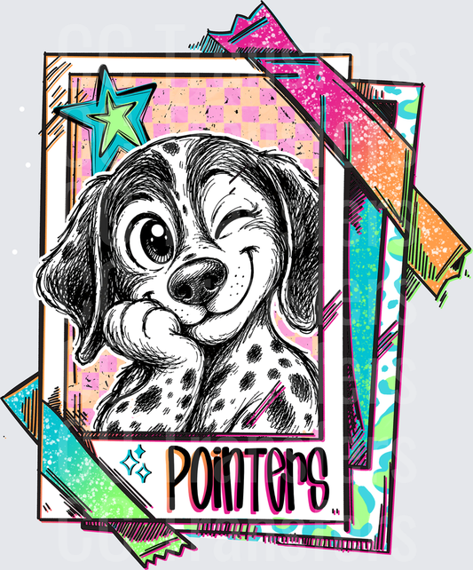 Cute Spotted Pointer Puppy Retro Polaroid Collage (DTF)