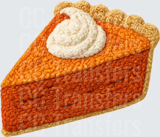 Crochet Knit Pumpkin Pie Slice with Whipped Cream (DTF)