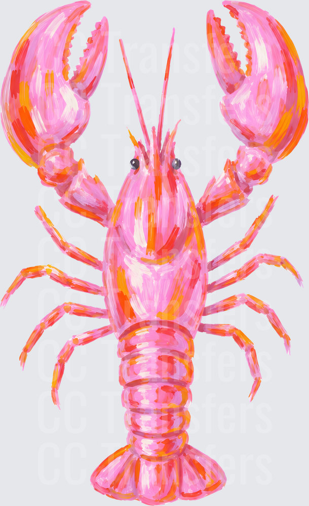 Vibrant Pink and Orange Painted Lobster (DTF)