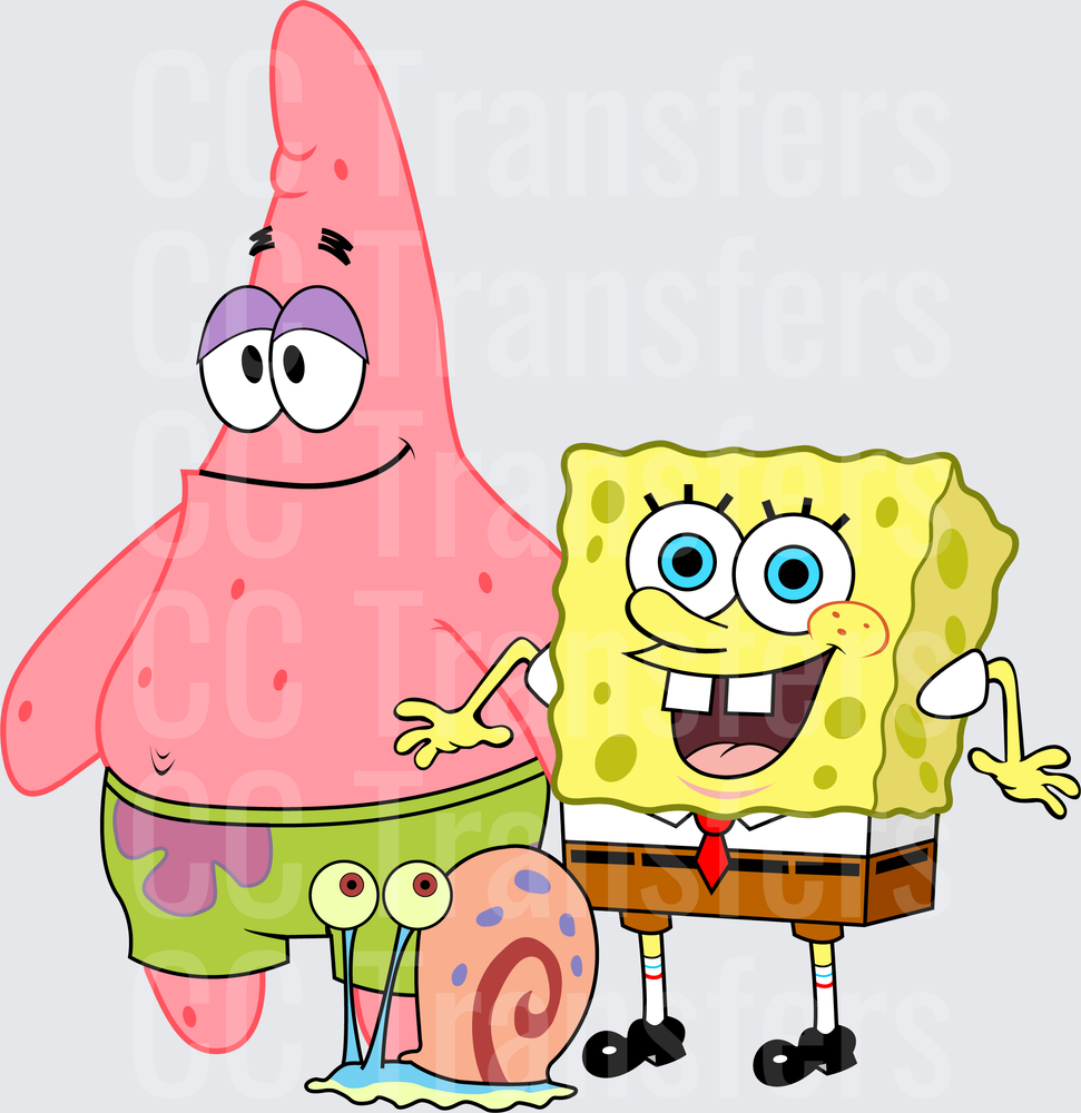 Cartoon Sea Friends Pink Starfish Sponge & Snail (DTF)