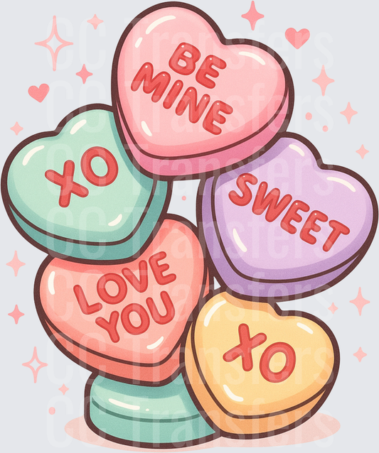 Stacked Valentine Conversation Candy Hearts Be Mine XO (DTF)