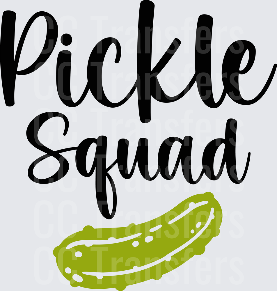 Pickle Squad Script Lettering with Green Pickle Illustration