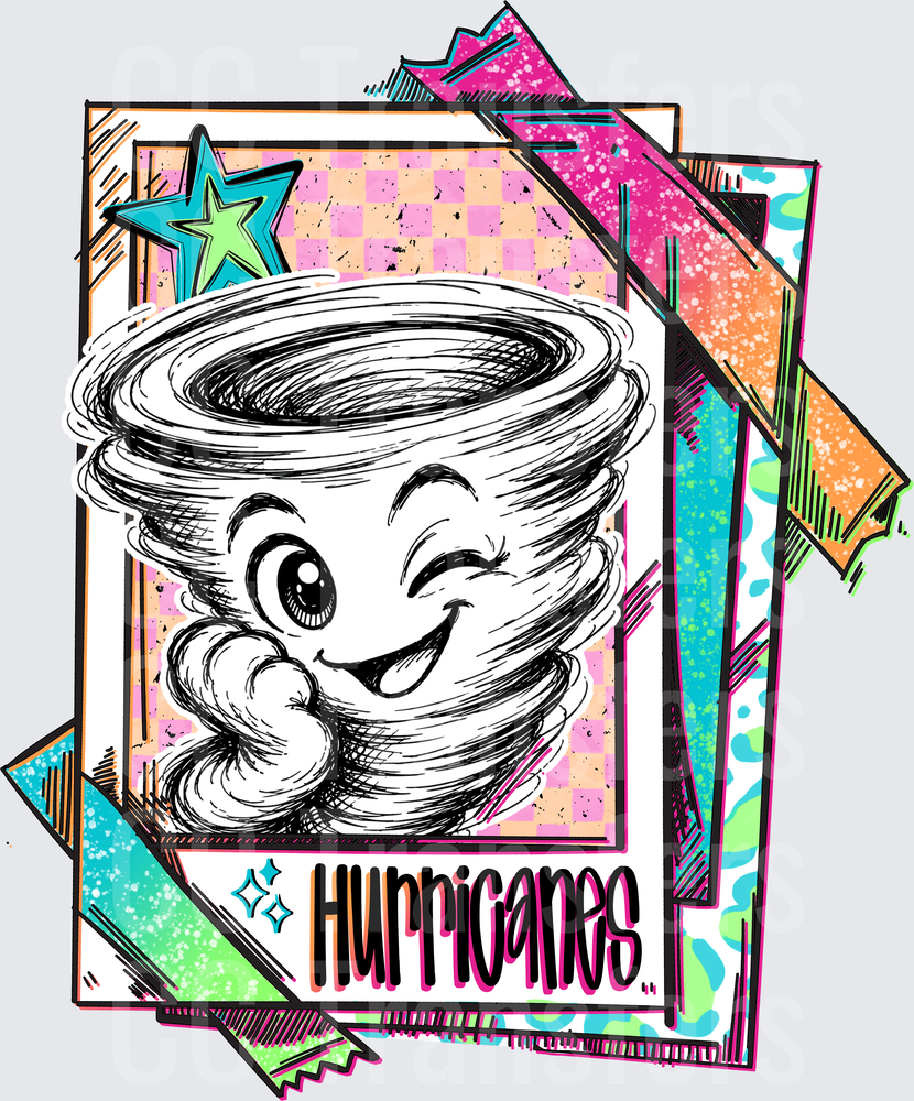 Cute Cartoon Tornado Mascot Hurricanes Retro Card (DTF)