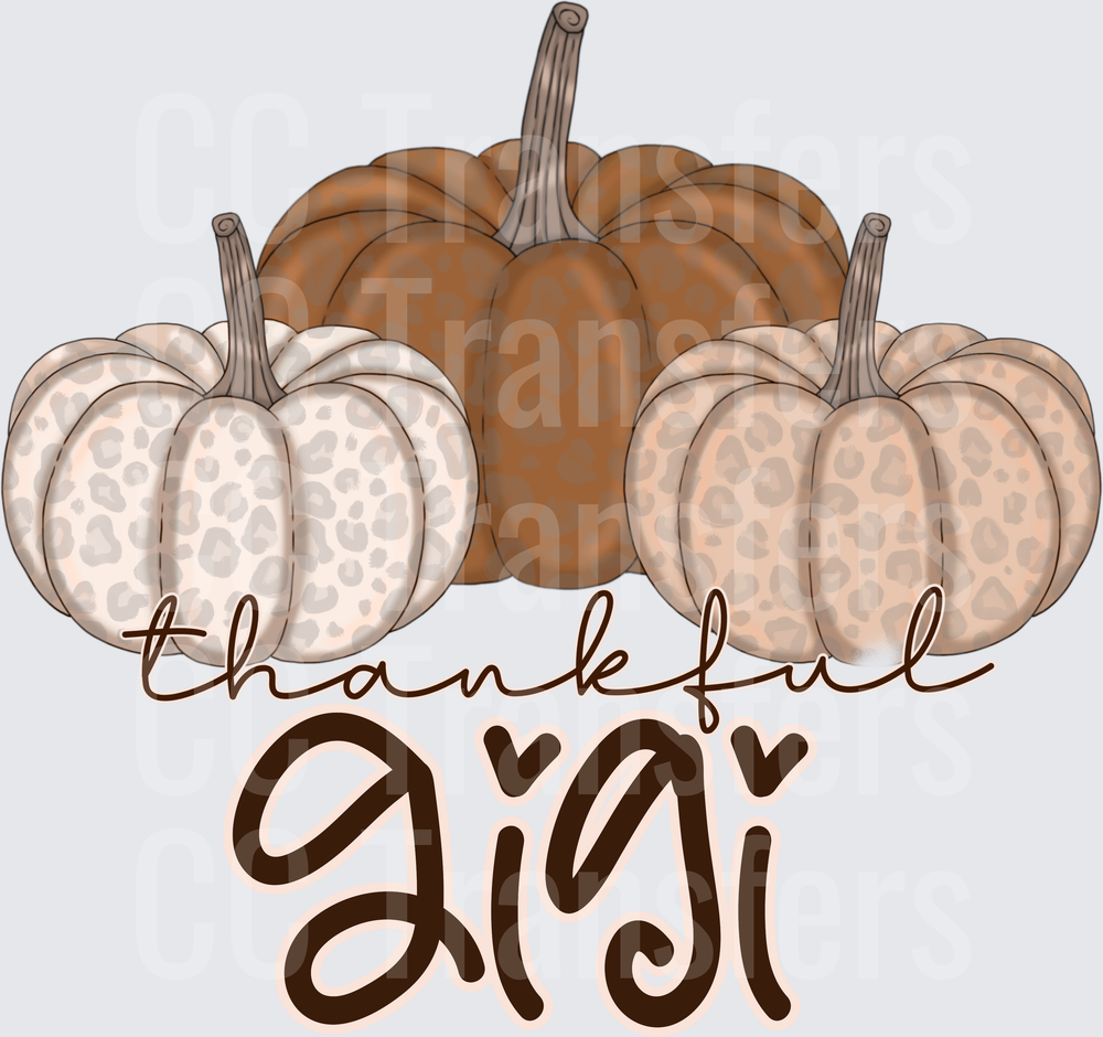 Thankful Gigi Leopard Print Pumpkin Trio Fall (DTF)