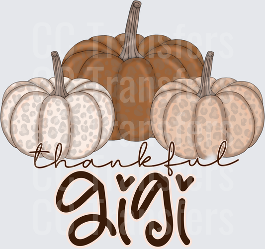 Thankful Gigi Leopard Print Pumpkin Trio Fall (DTF)