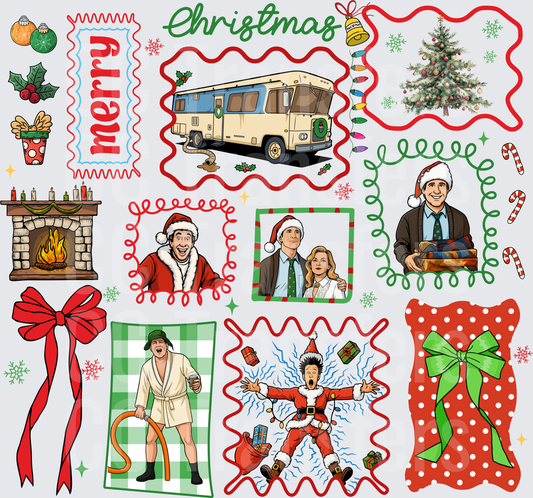 Merry Christmas Holiday Movie Character Gang Sheet (DTF)