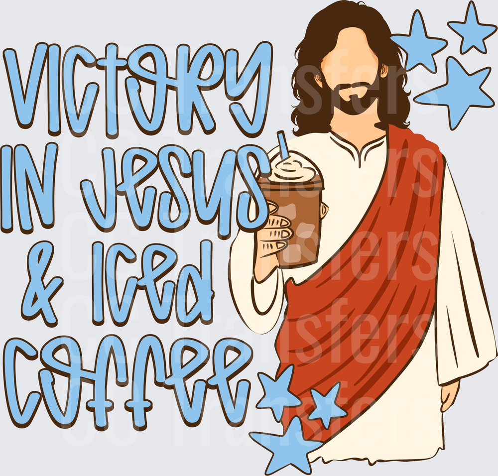 Victory In Jesus & Iced Coffee Religious Figure Stars (DTF)