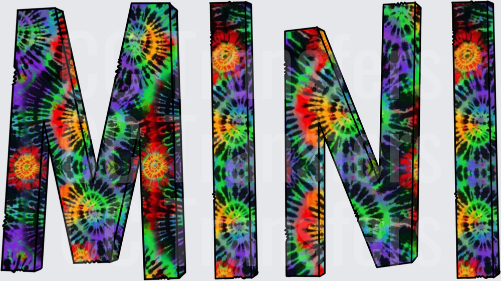 Tie Dye MINI Bold Block Letters (DTF)