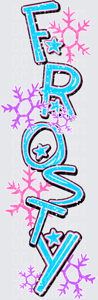 Frosty Vertical Word Art Snowflakes Stars Winter (DTF)