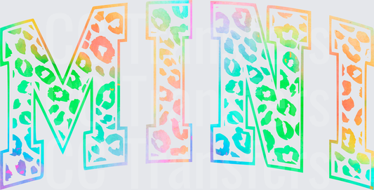 Rainbow Leopard Print MINI Bold Varsity Letters (DTF)