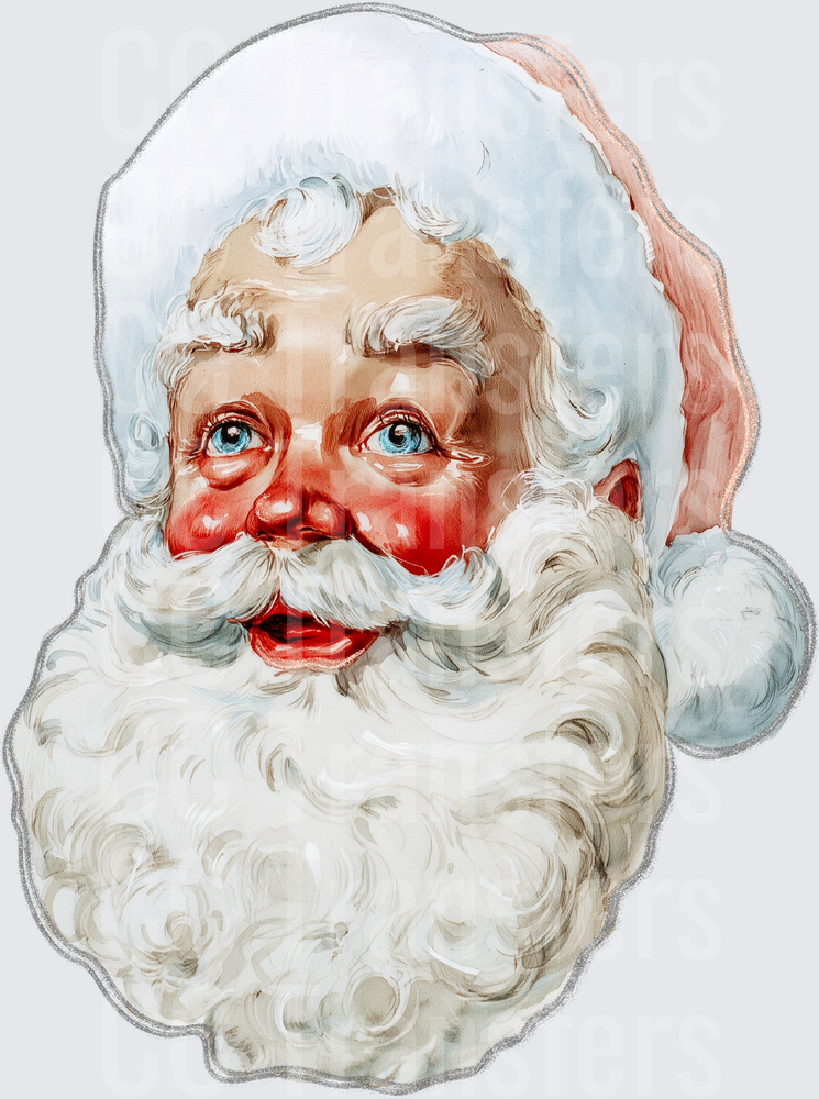 Vintage Jolly Santa Claus Face Rosy Cheeks Holiday (DTF)