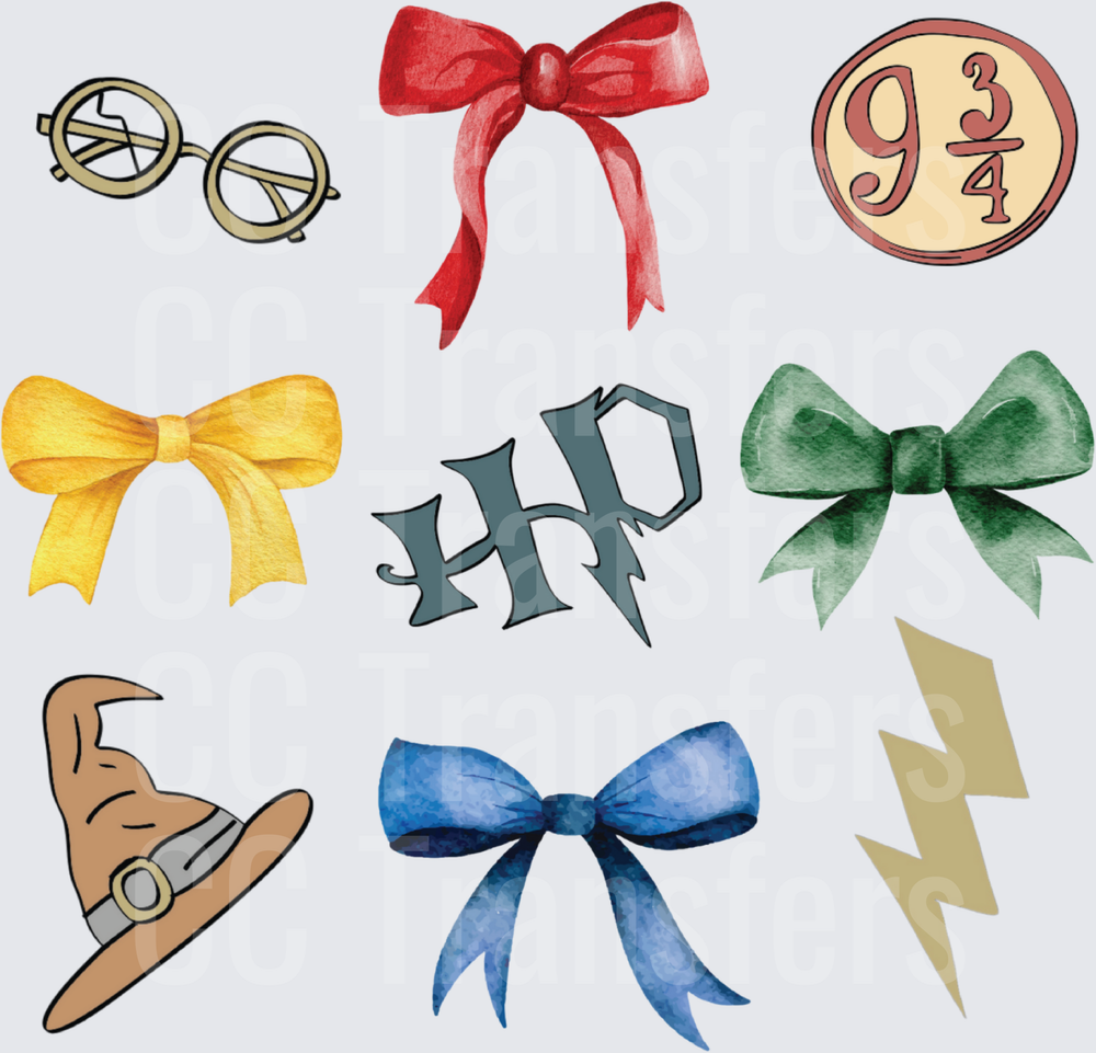 Wizard Icons Bows Lightning Bolt Sorting Hat Bundle (DTF)