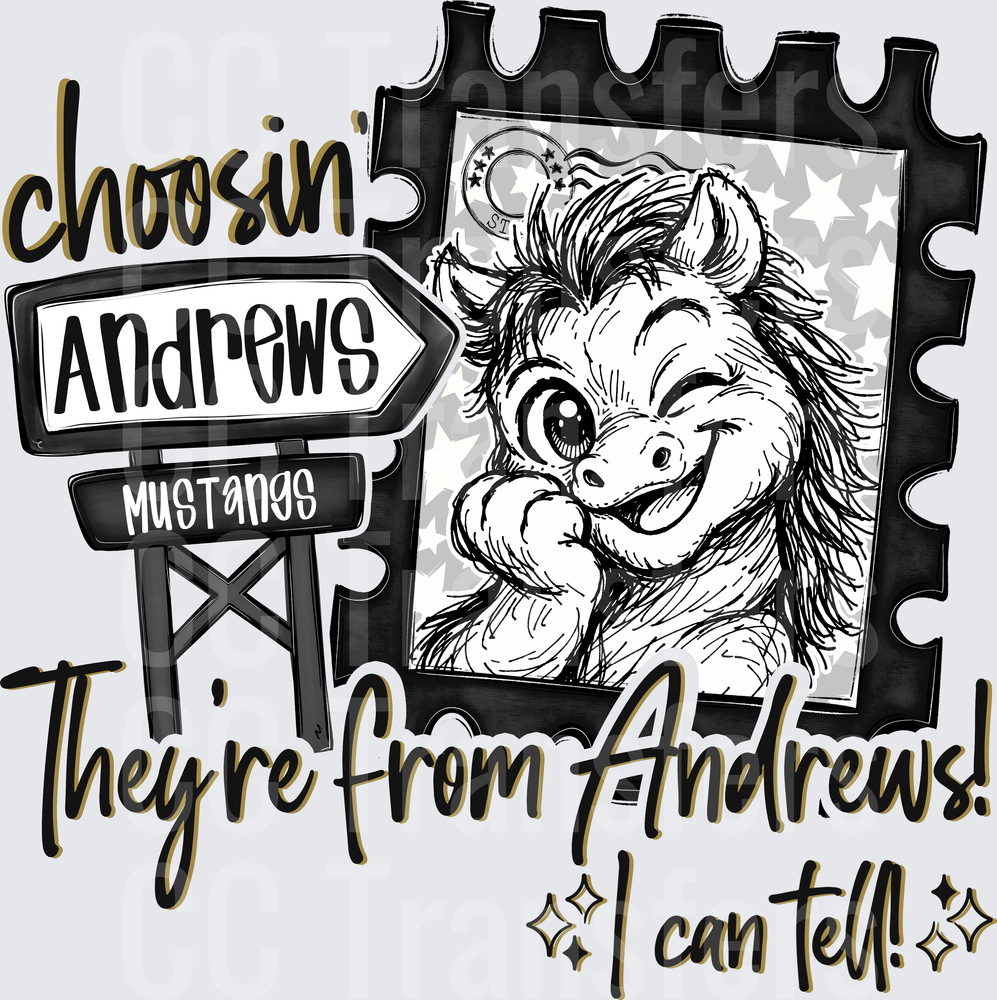 Choosin Andrews Mustangs Cute Horse Stamp Spirit (DTF)