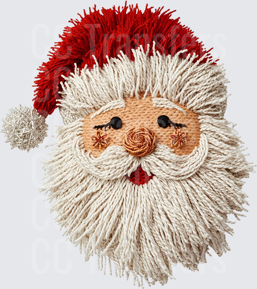 Boho Macrame Santa Claus Face Yarn Art Christmas (DTF)