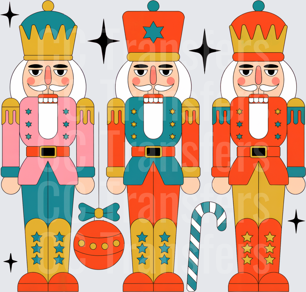 Trio of Colorful Christmas Soldier Nutcrackers (DTF)