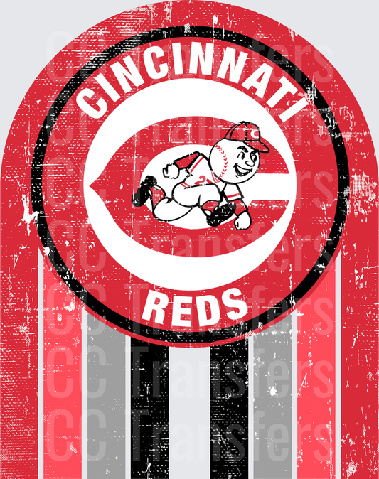 Vintage Distressed Baseball Team Circle Logo Stripe (DTF)