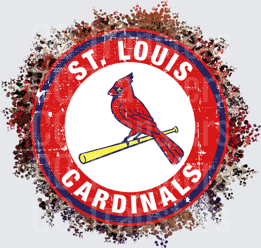Distressed Baseball Team Circle Logo with Cardinal Bird (DTF)