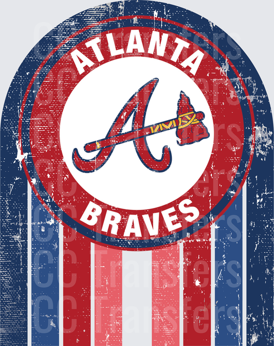 Vintage Distressed Baseball Team Arch Stripe Logo (DTF)