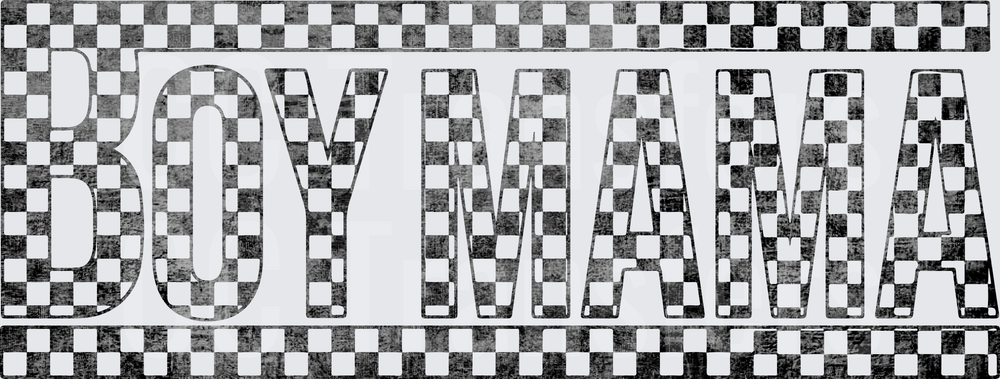 Boy Mama Black White Checkered Grunge Bold Text (DTF)