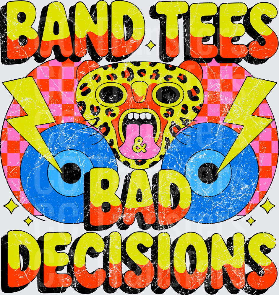 Band Tees & Bad Decisions Retro Groovy Leopard Skull (DTF)