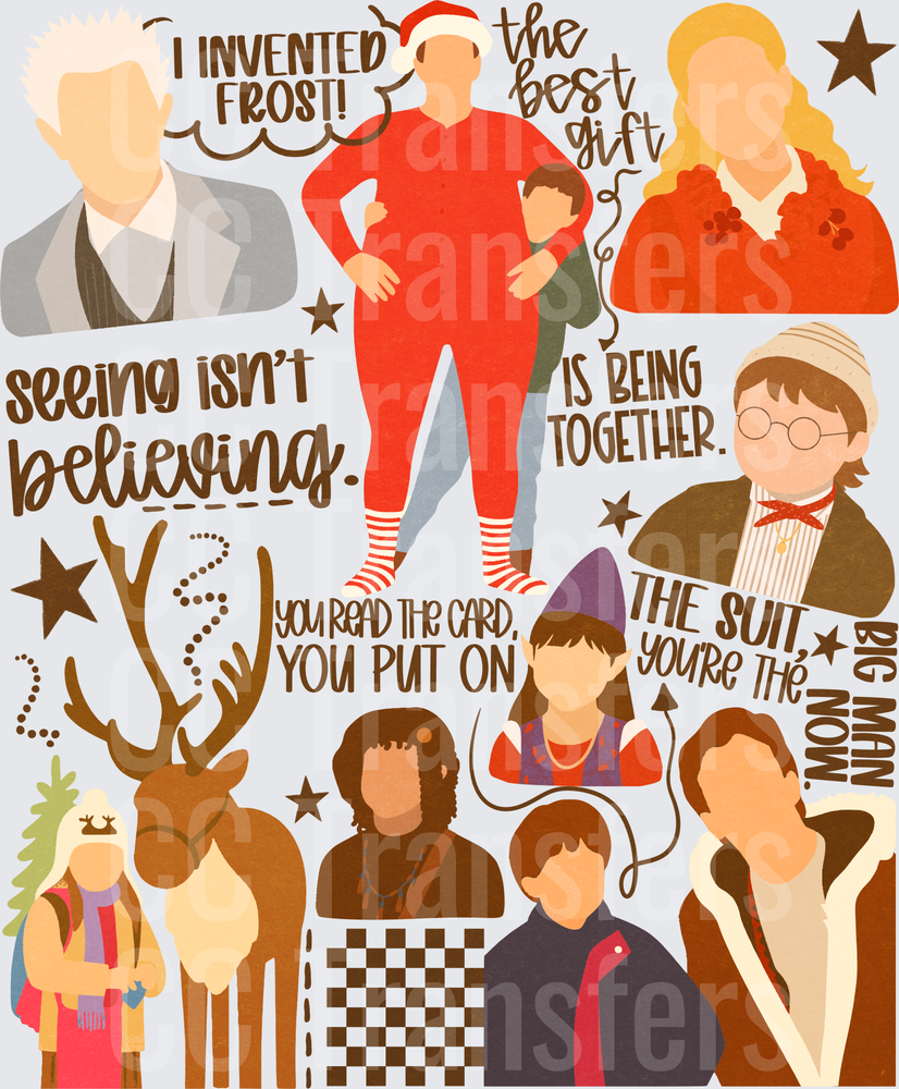 Christmas Movie Characters Collage Holiday Quotes (DTF)