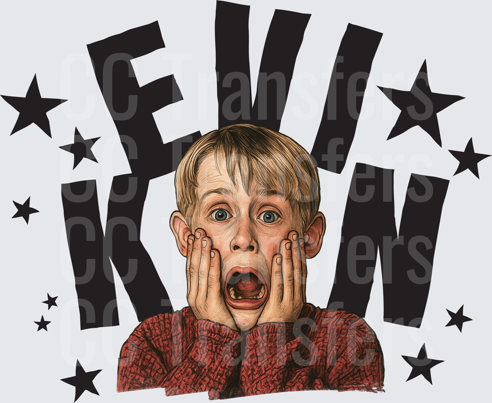 Kevin Screaming Boy Hands On Face Stars Design (DTF)
