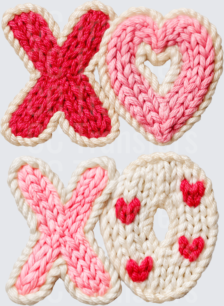 Knitted XO Heart Valentine Love Letters Set (DTF)