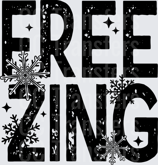 Freezing Bold Distressed Text Snowflakes Winter (DTF)