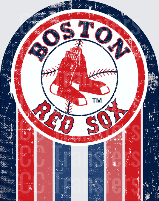 Vintage Distressed Baseball Team Arch Stripe Logo (DTF)