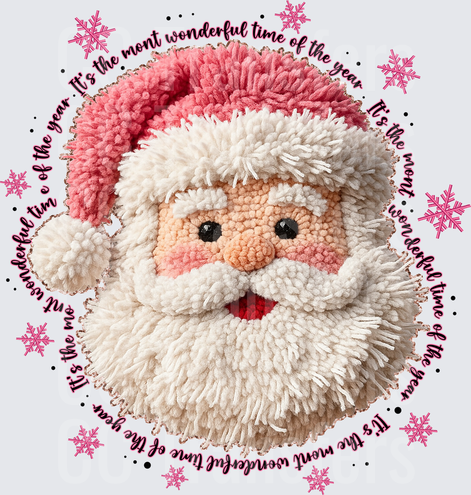 Fluffy Yarn Santa It's The Most Wonderful Time (DTF)