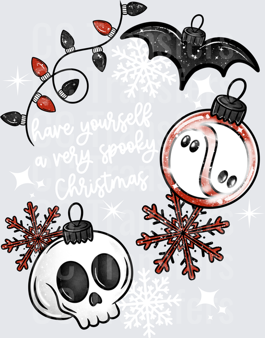Goth Christmas Ornaments Skull Ghost Bat Snowflake Lights (DTF)