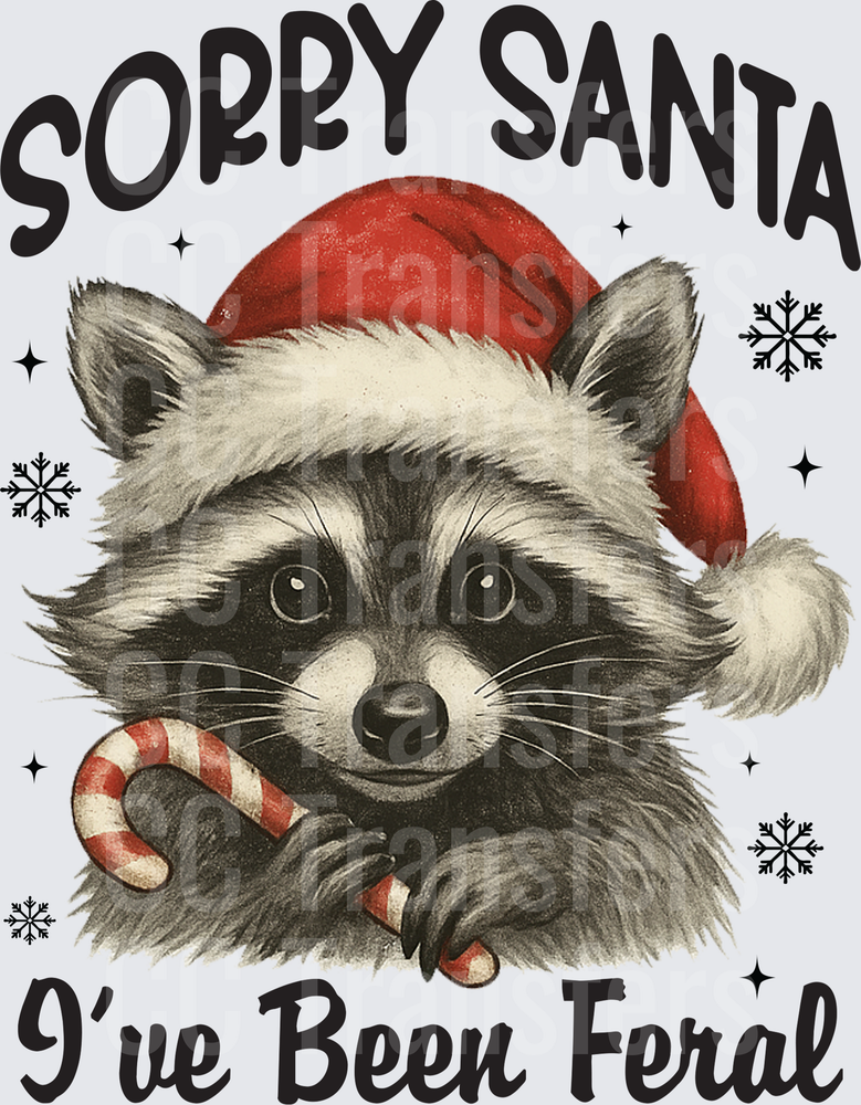 Sorry Santa I've Been Feral Christmas Raccoon (DTF)