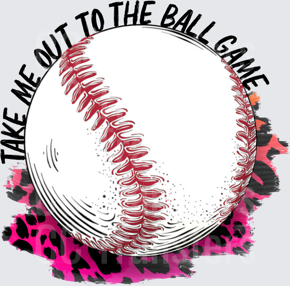 Take Me Out To The Ball Game Baseball Leopard Pink (DTF)