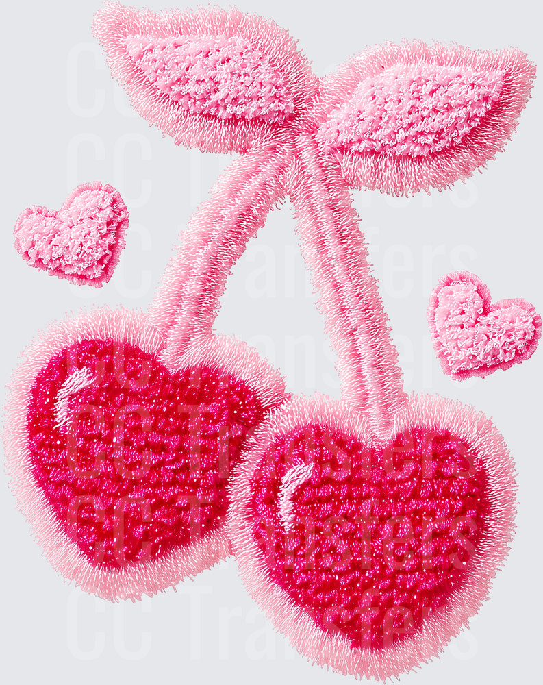Fluffy Pink Heart Cherries with Mini Hearts (DTF)