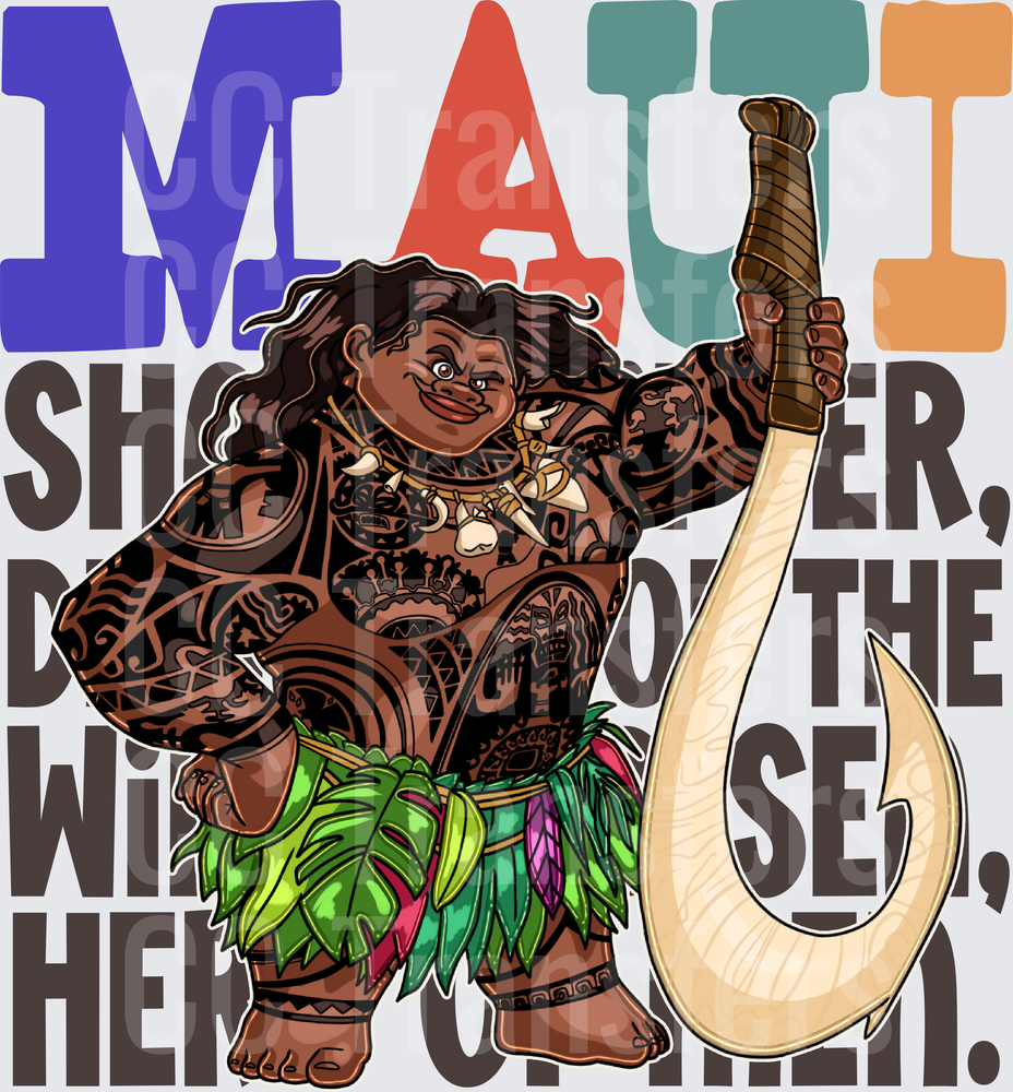 Tattooed Demigod with Fish Hook Hero of Men Text (DTF)