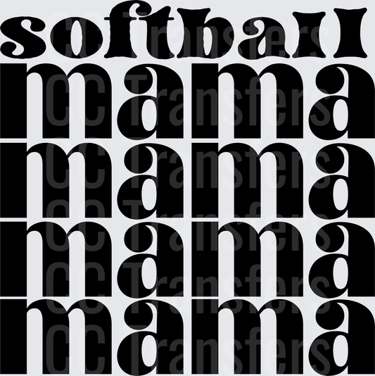 Softball Mama Repeat Bold Typography Pattern (DTF)