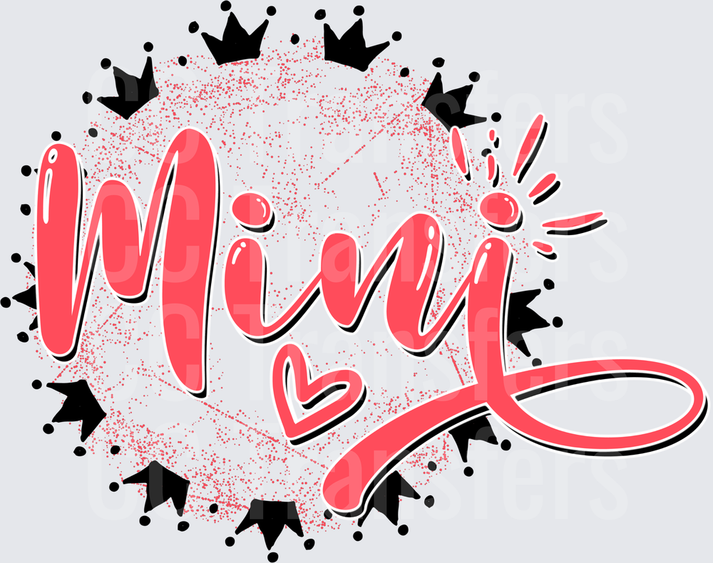 Mini Script Lettering with Crown Border Splatter (DTF)