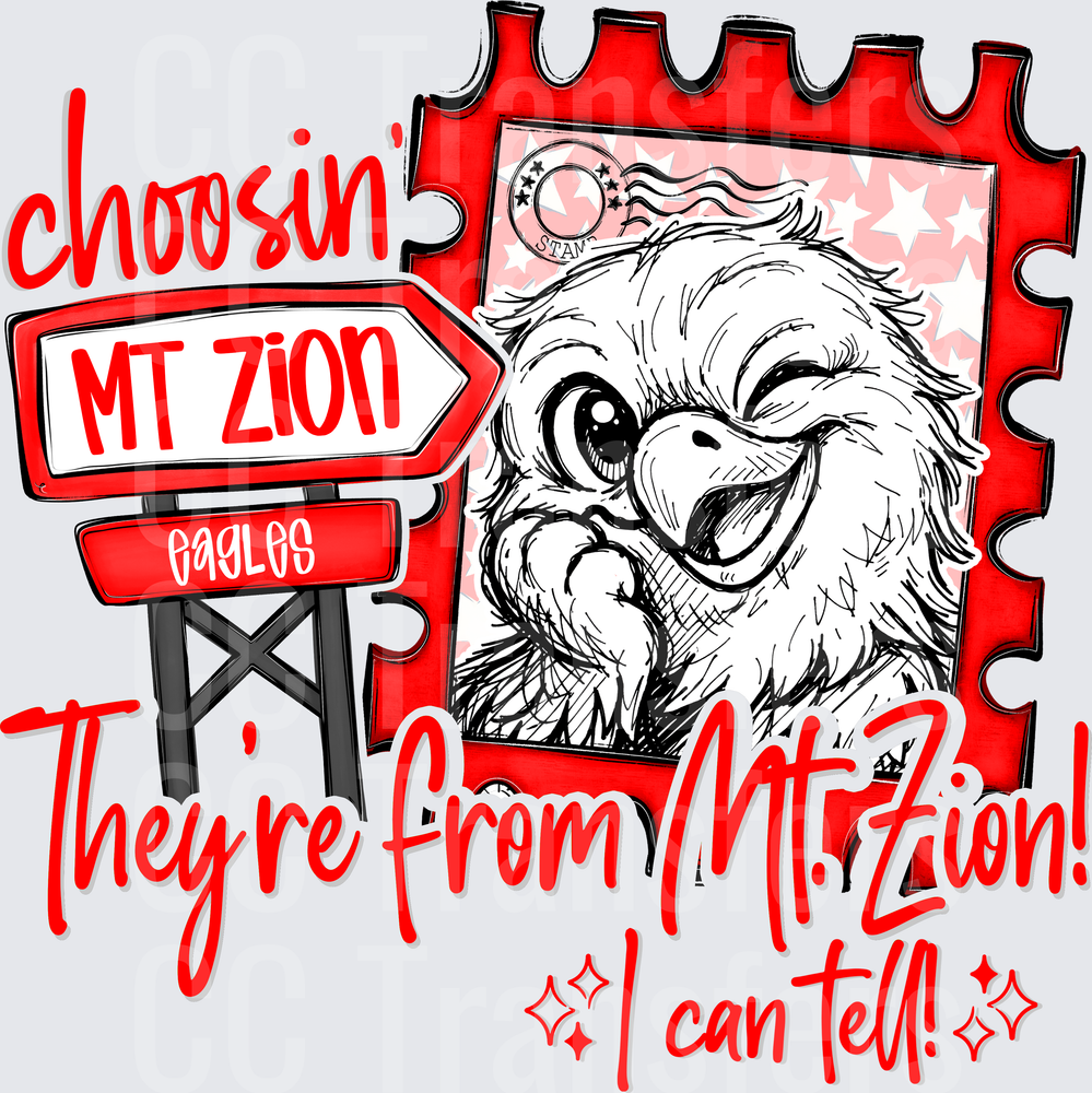 Choosin' Mt. Zion Eagles Mascot Stamp Design (DTF)