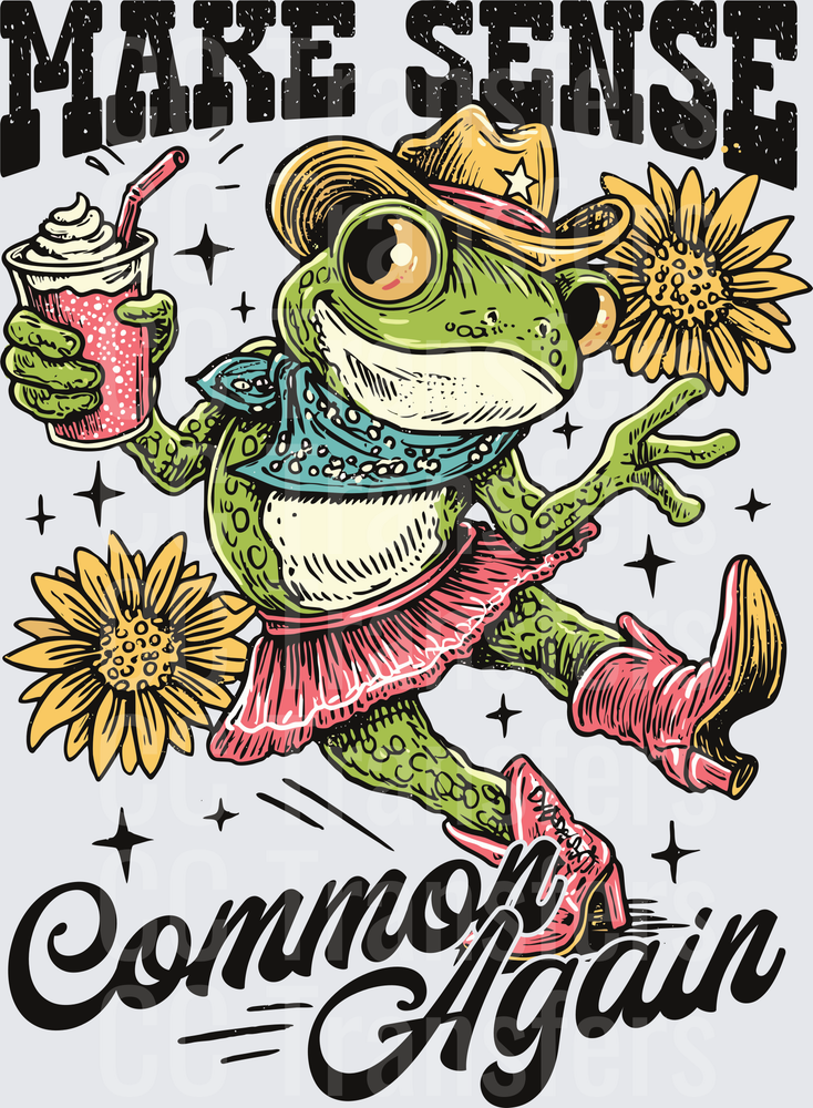 Make Sense Common Again Dancing Cowgirl Frog (DTF)
