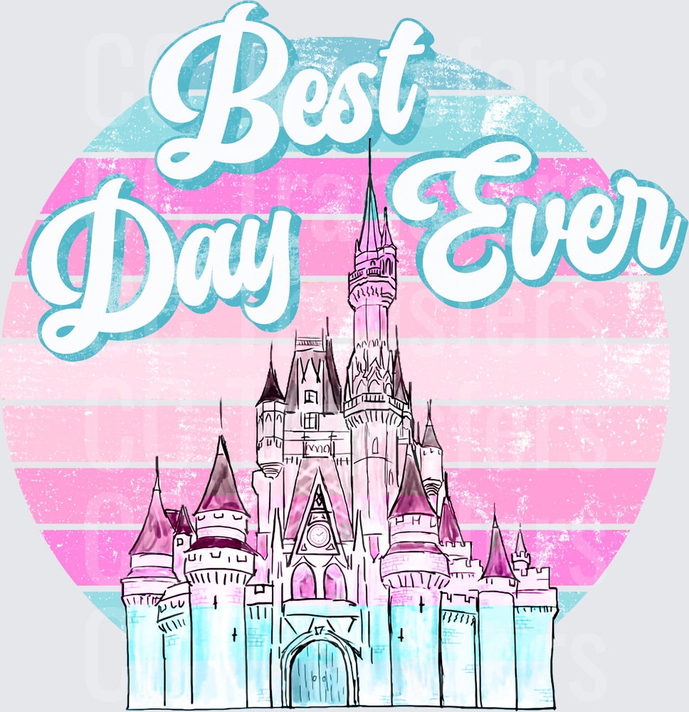 Best Day Ever Fairy Tale Castle Retro Sunset (DTF)