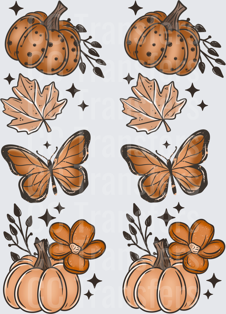 Autumn Pumpkins Butterflies Fall Leaves Gang Sheet (DTF)