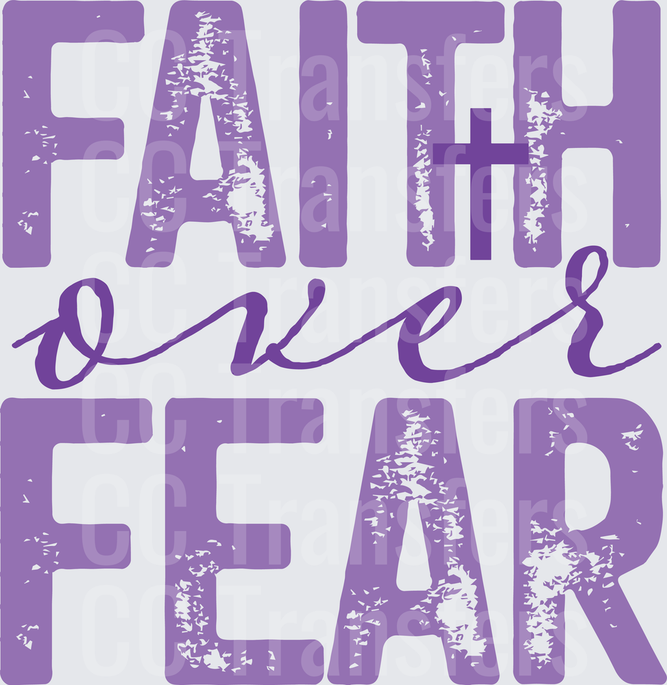 Faith Over Fear Distressed Cross Christian Typography (DTF)