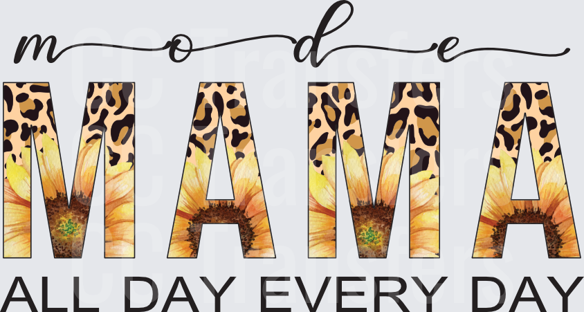 Mode Mama All Day Every Day Leopard Sunflower Letters (DTF)