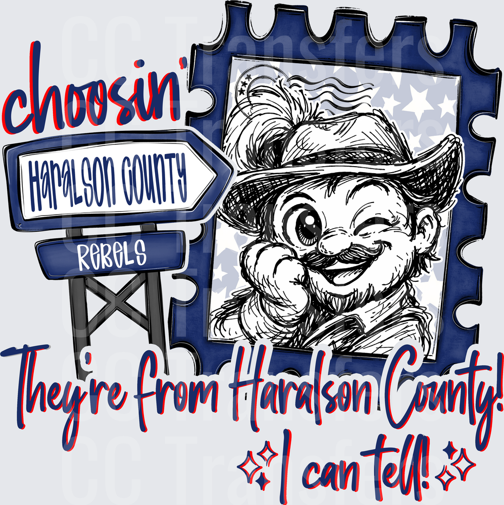 Choosin' Haralson County Rebels Mascot Stamp Design (DTF)