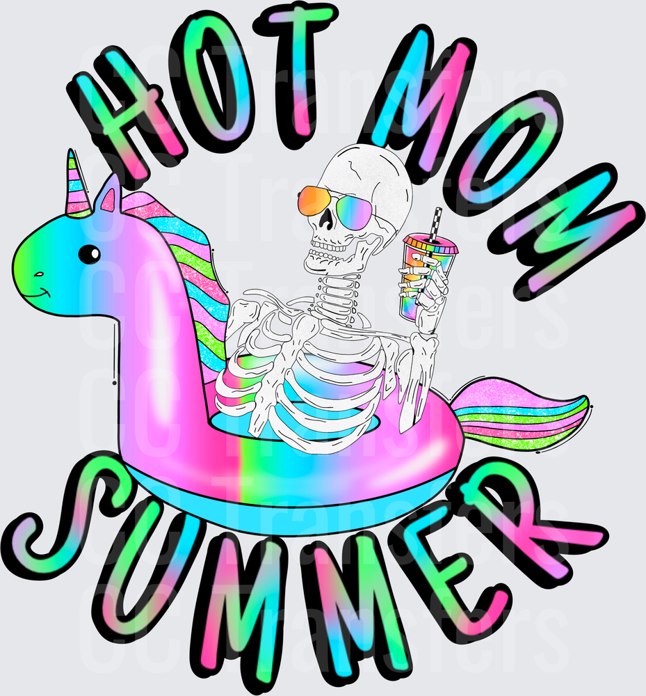 Hot Mom Summer Skeleton Unicorn Float (DTF)